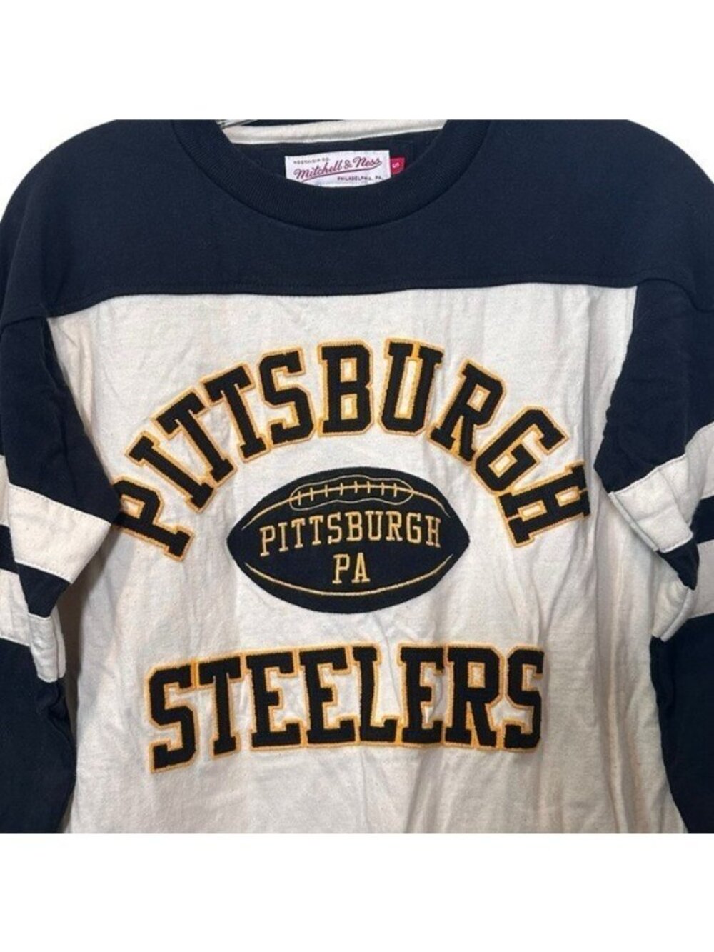 Pittsburgh Steelers S Mitchell & Ness Swing Pass Long Sleeve Top Cotton Football - Picture 3 of 8